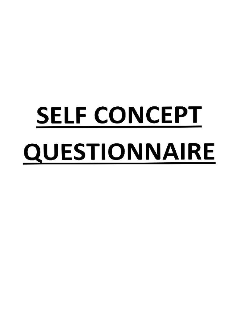 Self Concept Questionaire | PDF