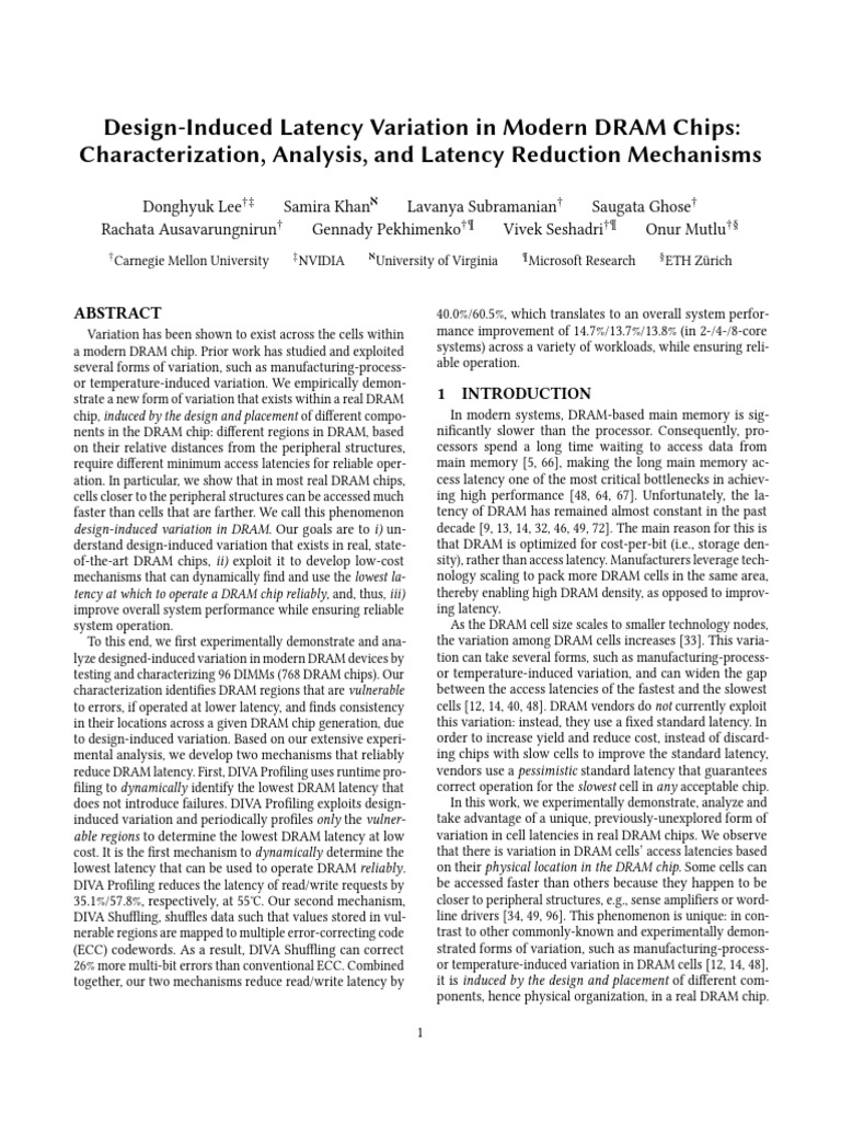 Design-Induced Latency in DRAM Chips | PDF | Dynamic Random Access ...