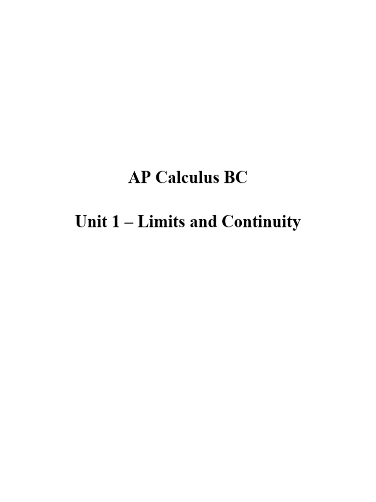 AP Calculus BC Limits and Continuity Worksheets | PDF | Function ...