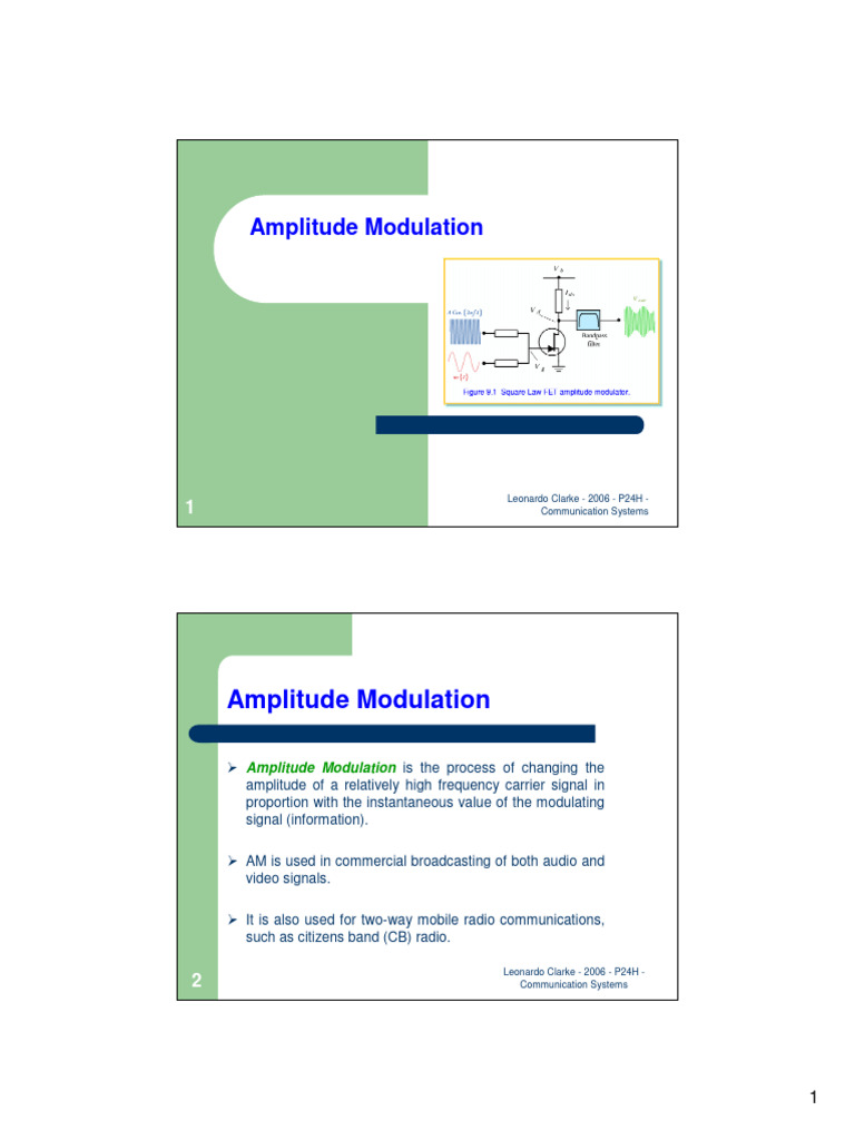 Amplitude Modulation | PDF | Amplitude | Amplifier