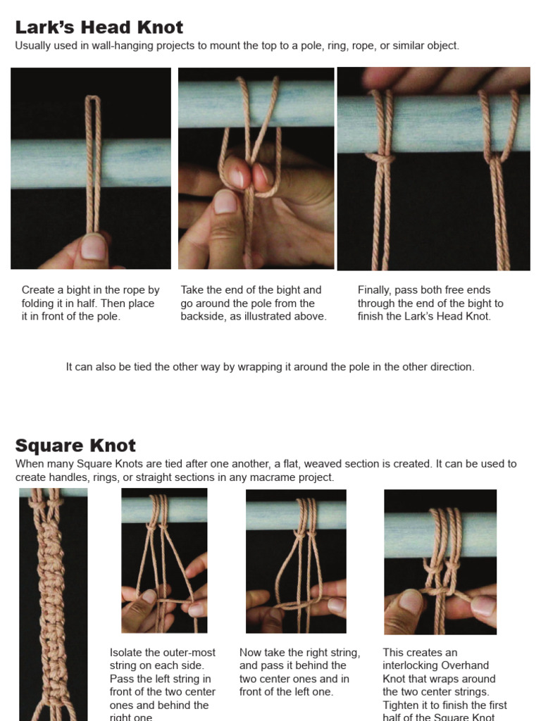 6 Common Macrame Knots | PDF | Knot | Rope
