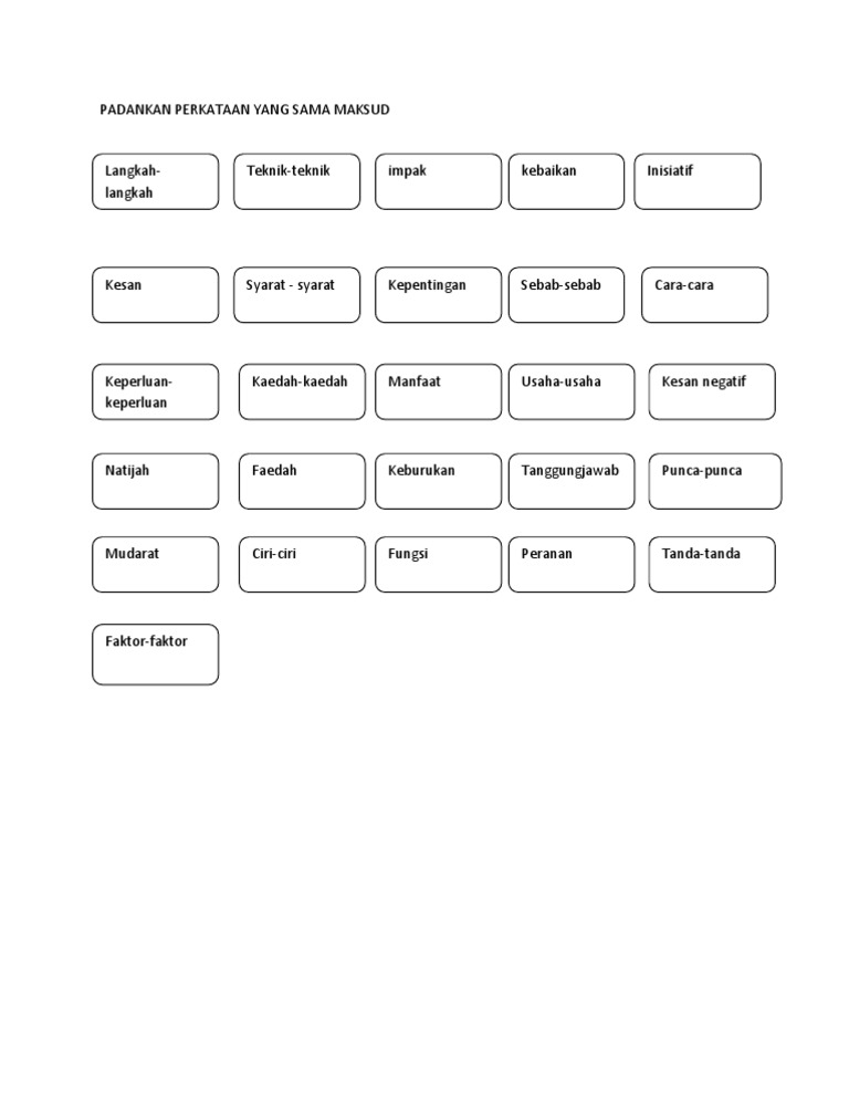 Padankan Perkataan Yang Sama Maksud Pdf