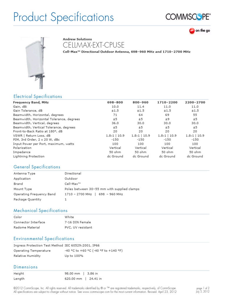 CellMax Directional Outdoor Antenna | PDF | Antenna (Radio) | Decibel
