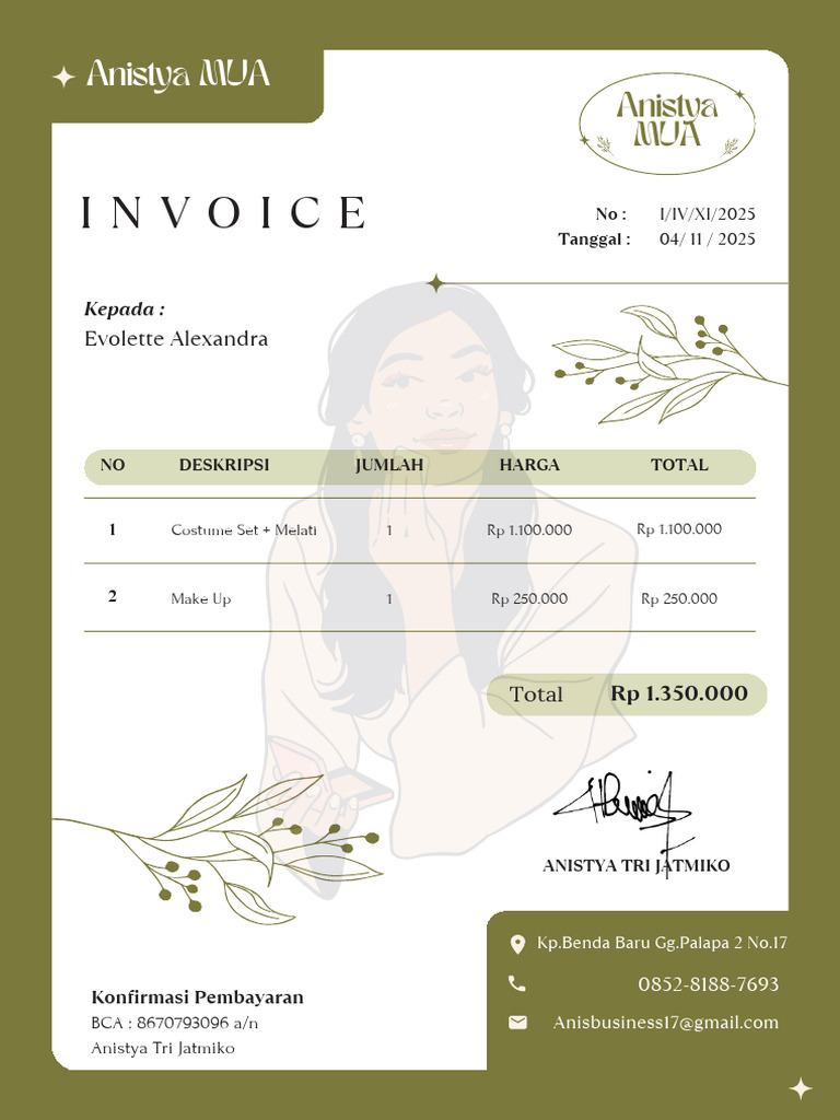 Invoice Mua (Evolette) | PDF