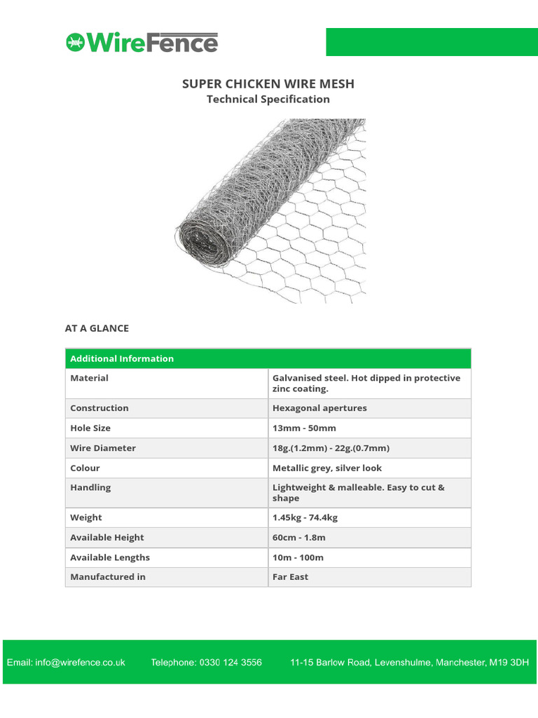 Super Chicken Wire Mesh Specifications | PDF