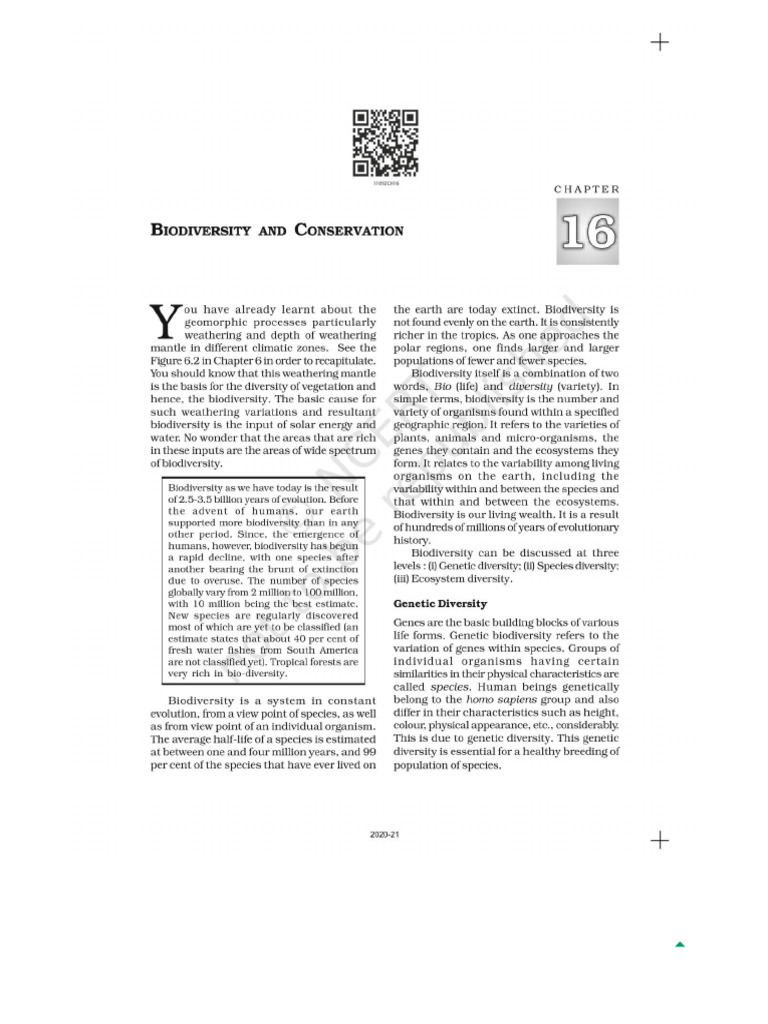 Biodiversity and Conservation - NCERT Book of Class 11 Fundamental of ...