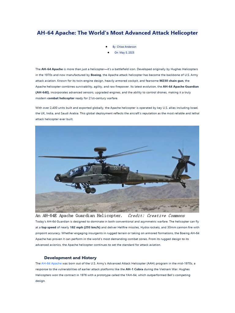 AH-64 Apache: Advanced Attack Helicopter | PDF | Attack Helicopter ...