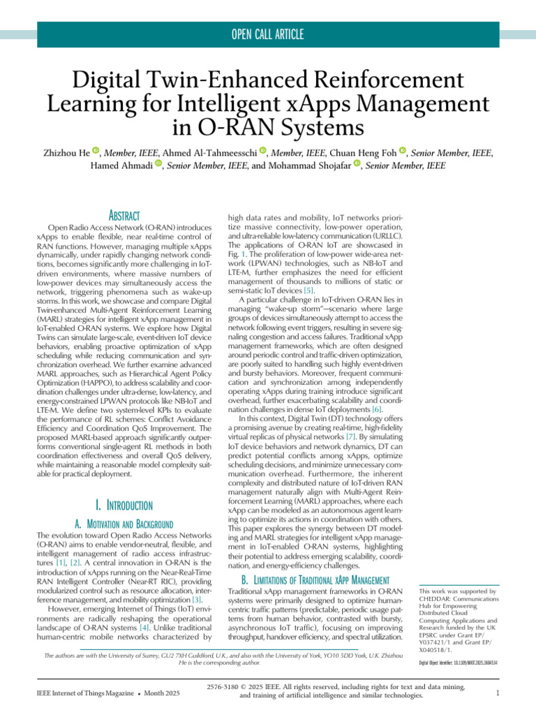 Digital Twin for xApp Management in O-RAN | PDF | Internet Of Things ...