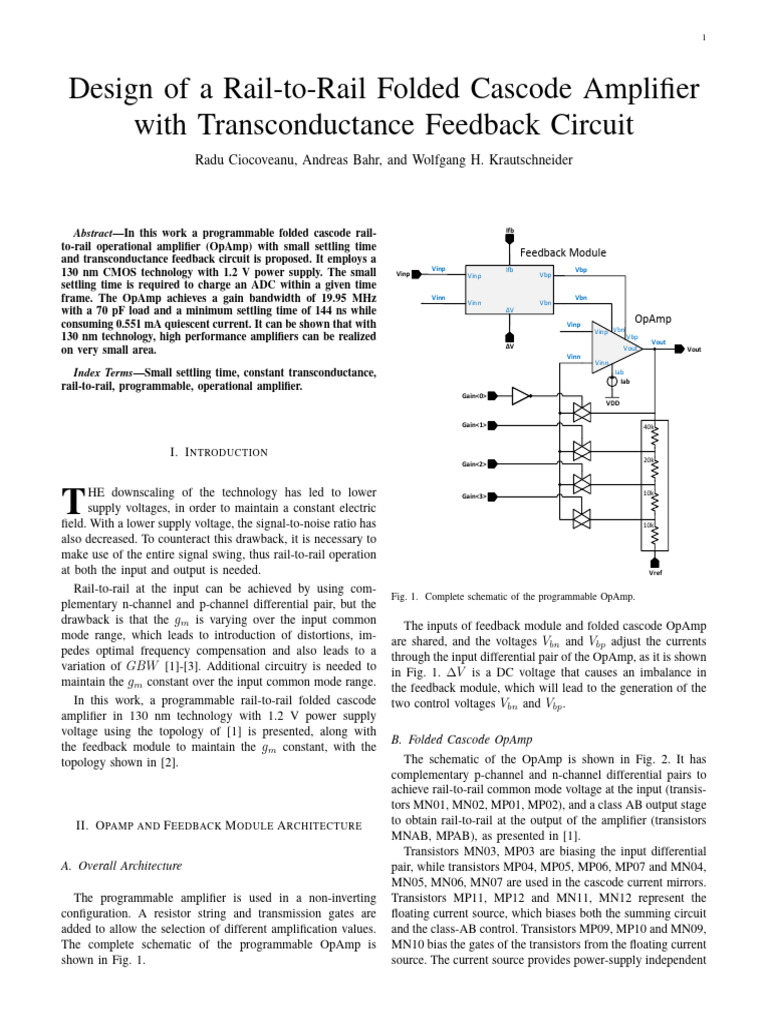 Rail-to-Rail Folded Cascode OpAmp Design | PDF | Operational Amplifier ...
