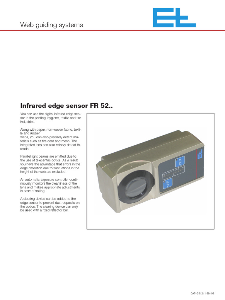 Infrared Edge Sensor for Web Guiding | PDF | Optics | Electromagnetic ...
