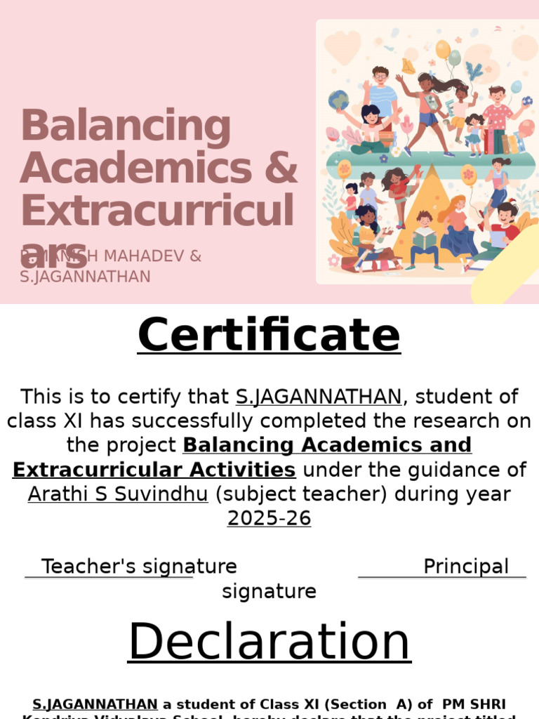 Presentation - Balancing Academics & Extracurriculars | PDF
