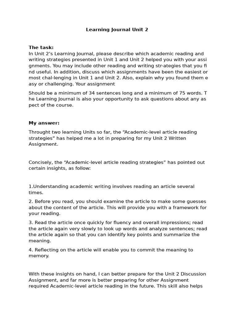 Learning Journal Unit 2 - Anh Dang | PDF | Cognition | Learning