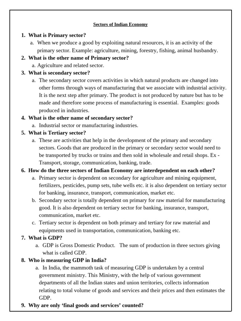 Sectors of Indian Economy Q A | PDF | Underemployment | Employment
