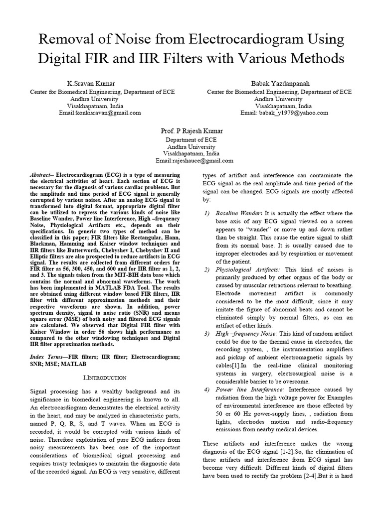 ECG Noise Removal with FIR and IIR Filters | PDF | Signal To Noise ...