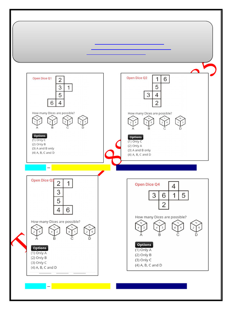 Dice and Cube Practice Set | PDF