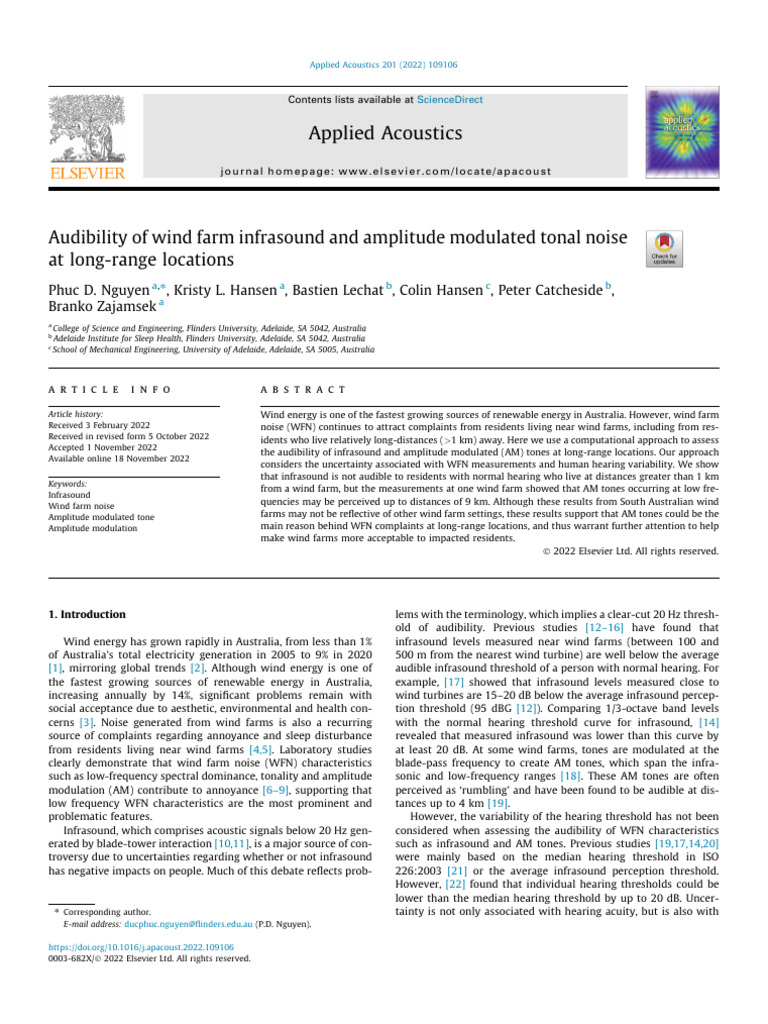 Wind Farm Infrasound Audibility Study | PDF | Spectral Density | Sound