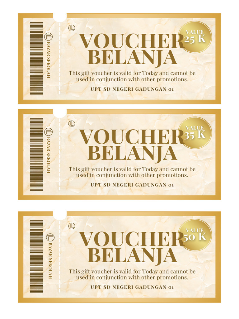 Gold and Beige Minimalist Gift Voucher A4 | PDF