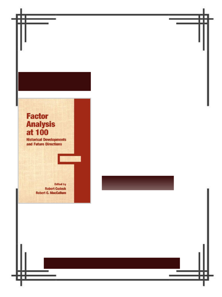 Factor Analysis at 100 Historical Developments and Future Directions ...