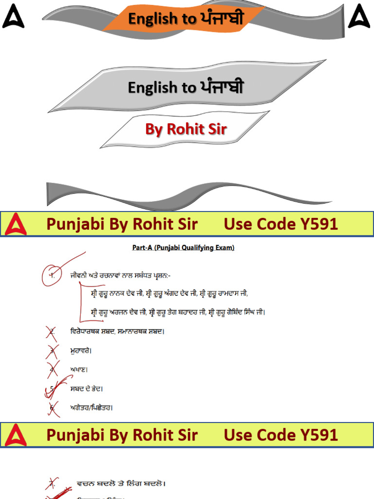 English language translation to punjabi pyq | PDF