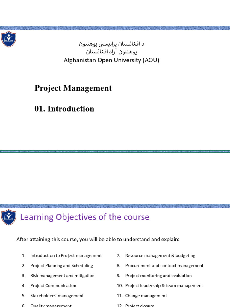 Project Management Course Overview | PDF | Project Management ...