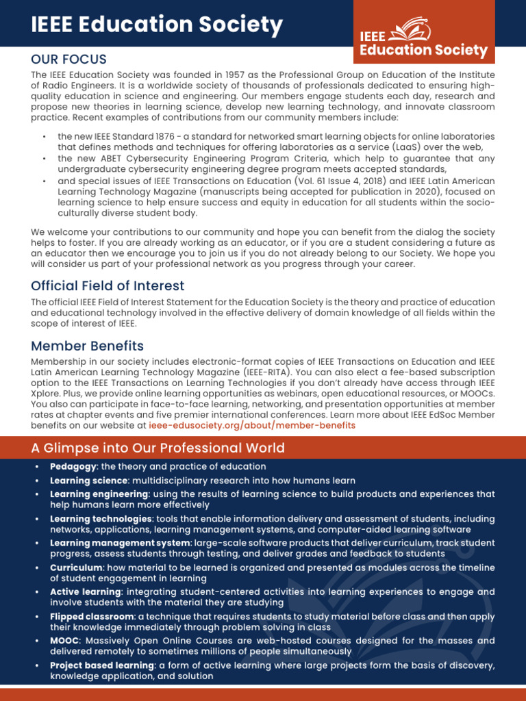 IEEE Education Society Overview and Benefits | PDF | Educational ...