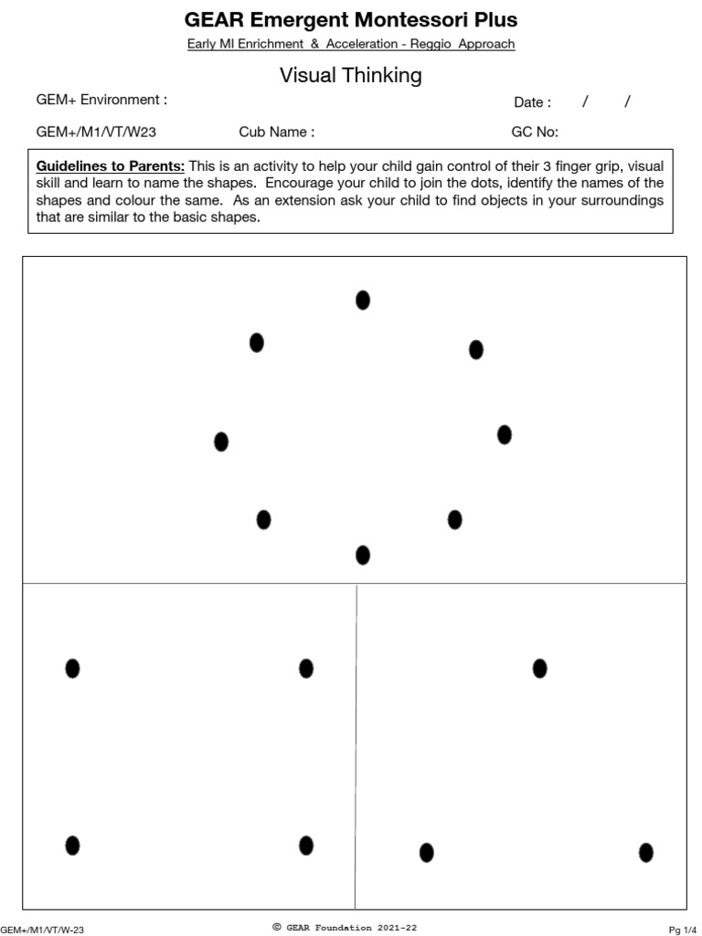 Montessori Worksheets for Early Learning | PDF