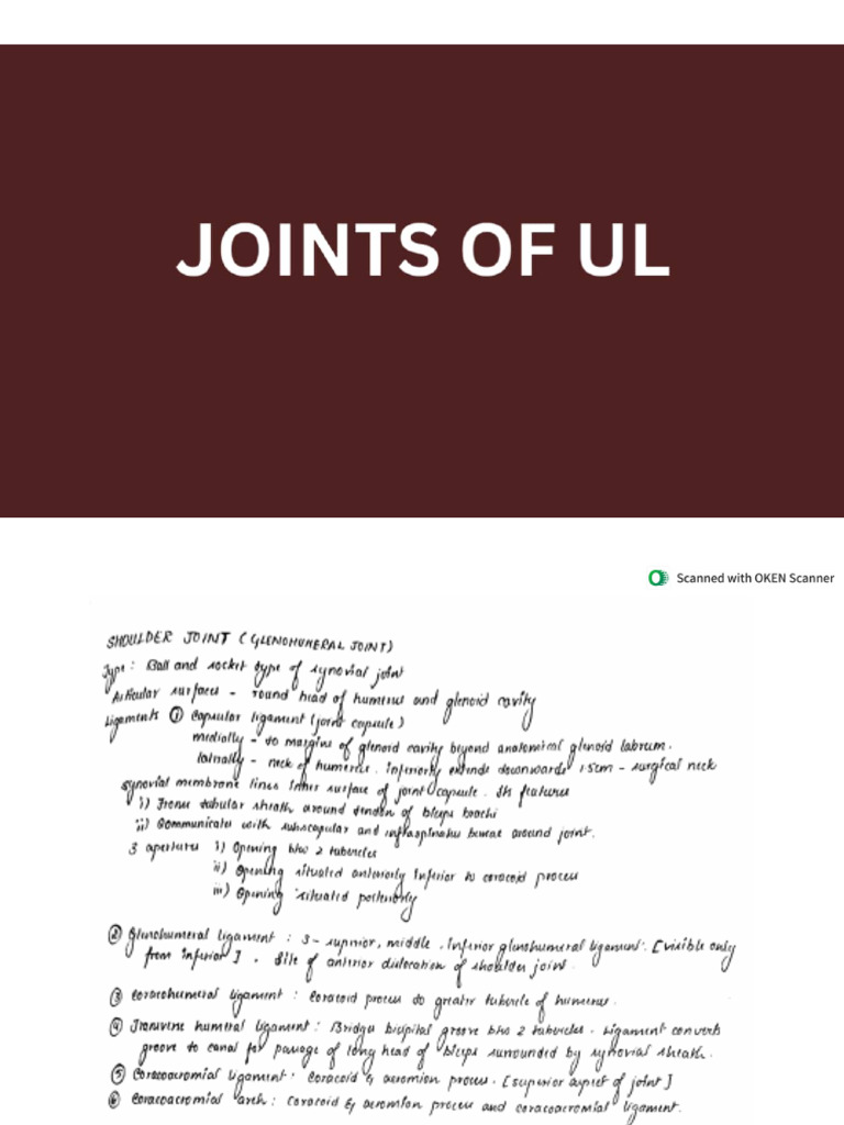 Joints of Upper Limb | PDF