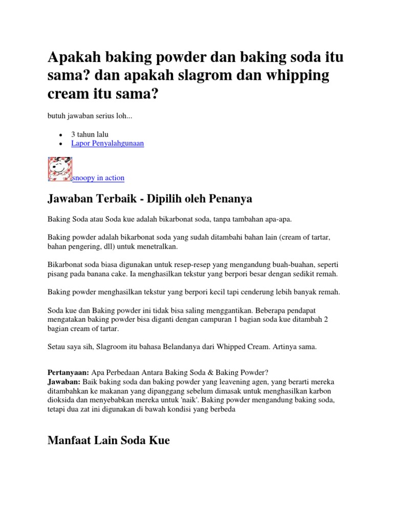 Apakah Baking Powder Dan Baking Soda Itu Sama PDF