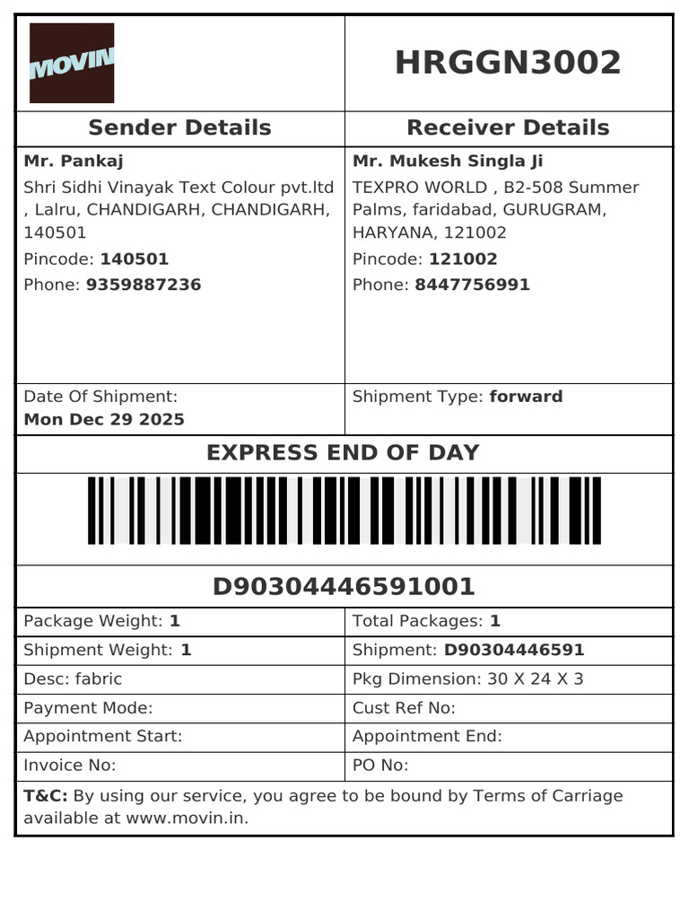 Shipping Label D90304446591 | PDF