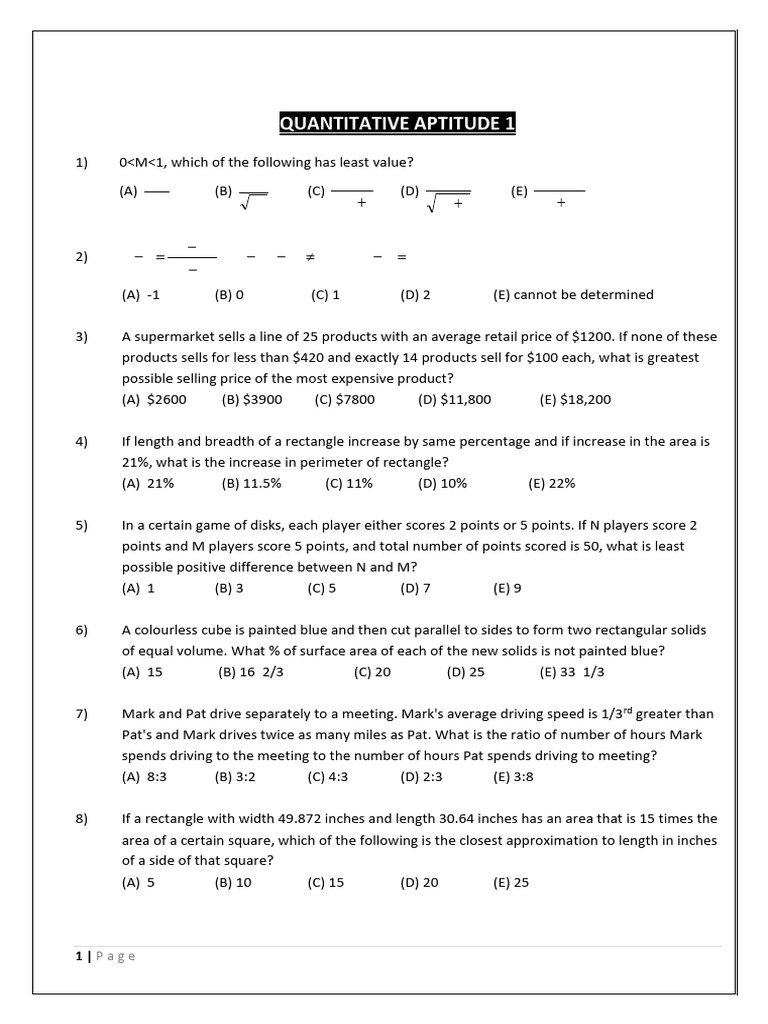 Quants Practice Material | PDF | Euclidean Geometry | Elementary Geometry