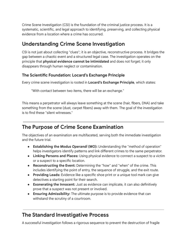 Understanding Crime Scene Investigation | PDF | Crime Scene | Forensic ...