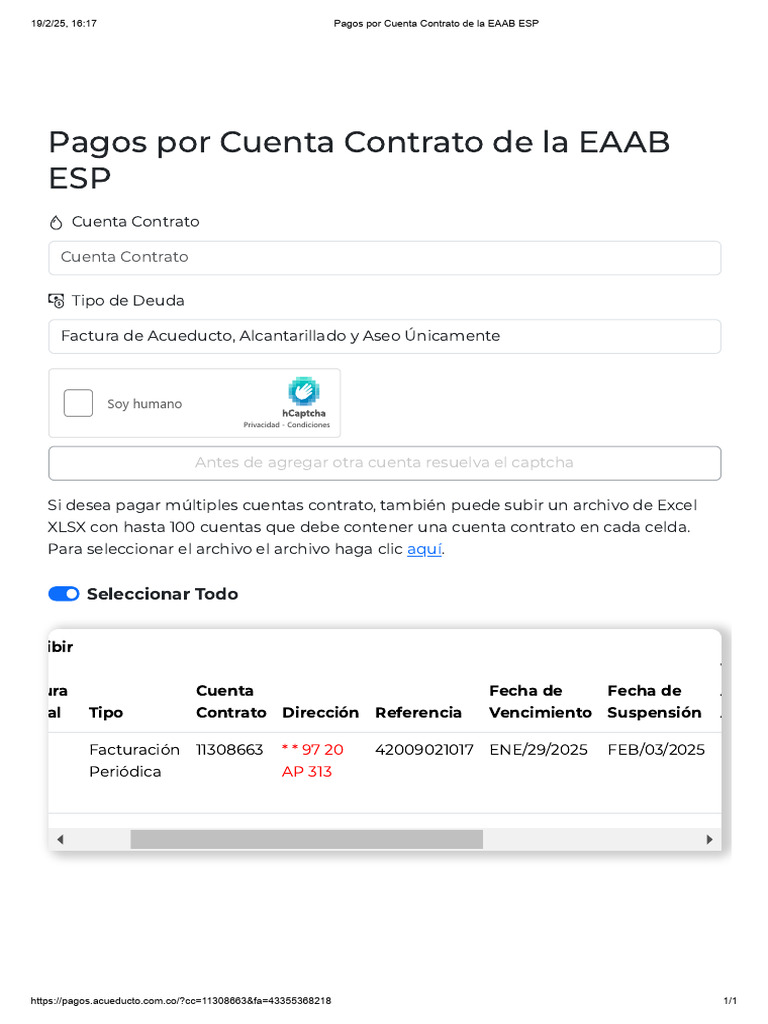 Pagos EAAB: Cuentas y Facturas | PDF
