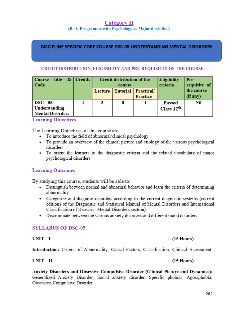 Understanding Mental Disorders Course Guide | PDF | Mental Disorder ...