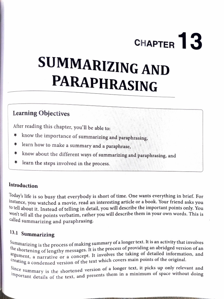 Summarizing and Paraphrasing | PDF