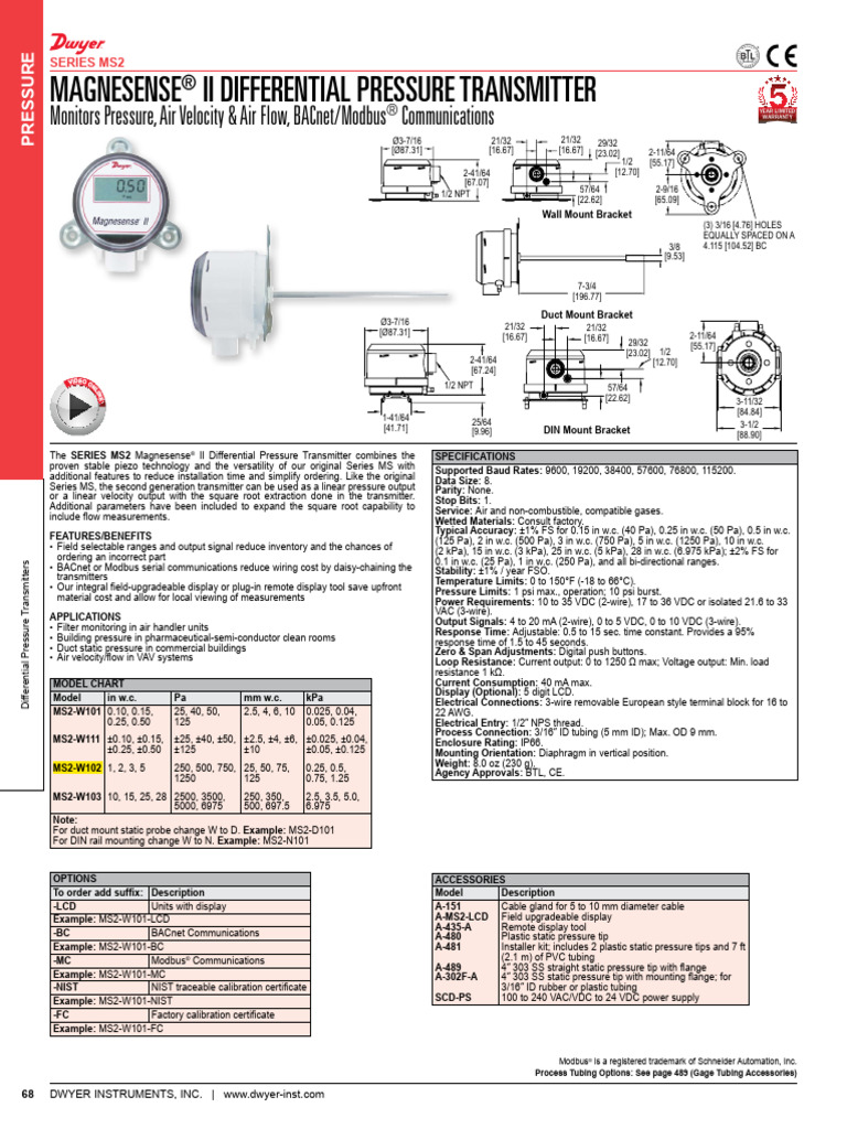 MS2 Magnesense II Pressure Transmitter | PDF | Pressure Measurement ...