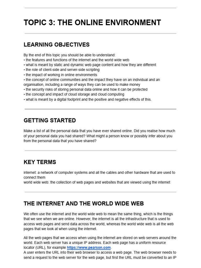 Understanding the Online Environment | PDF | World Wide Web | Internet ...
