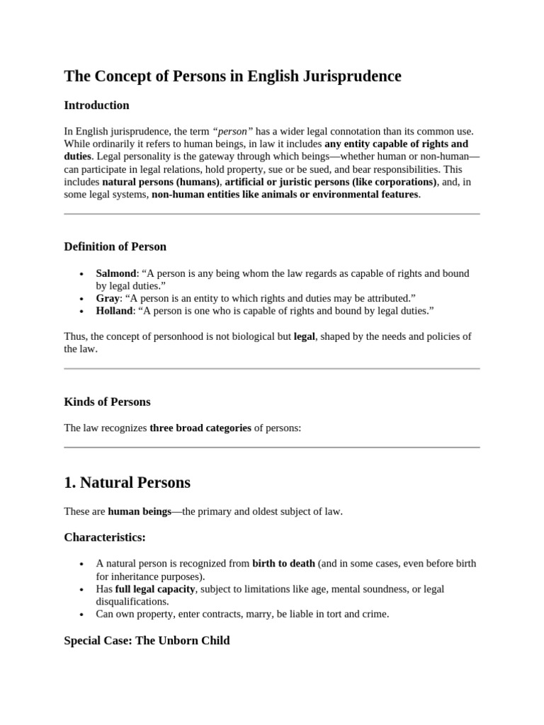 Understanding Legal Personhood in English Law | PDF | Justice | Crime ...
