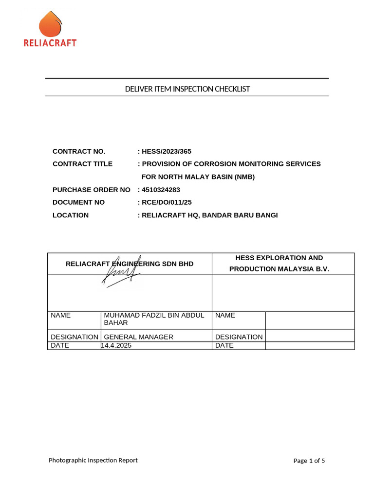 Corrosion Monitoring Inspection Checklist | PDF