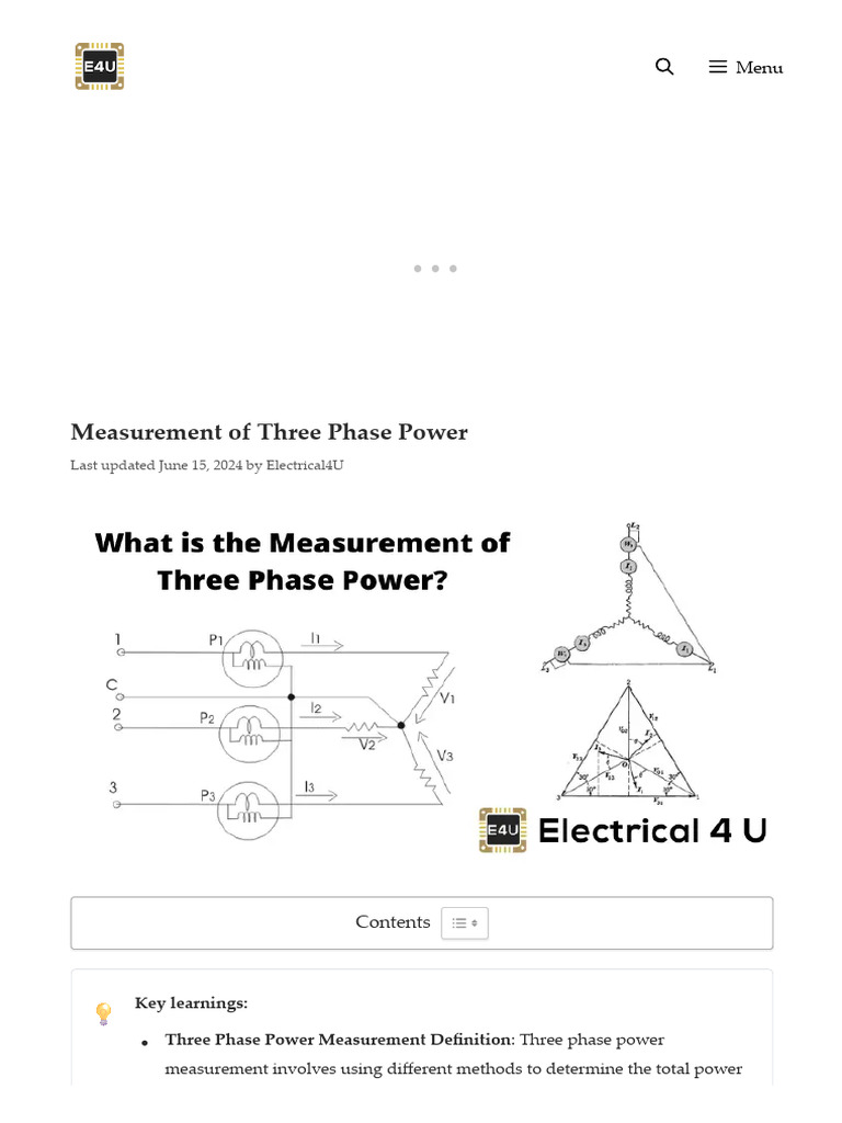 Three Phase Power Measurement Methods | PDF | Physical Quantities ...