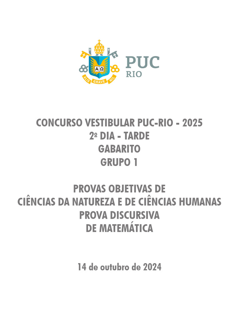 Gabarito PUC-Rio 2025: Ciências Naturais | PDF | Insetos | Átomos