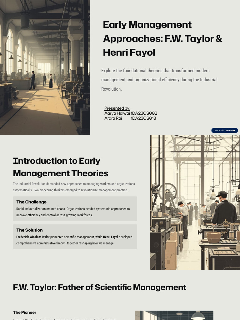 Early Management Theories: Taylor & Fayol | PDF | Business | Economies