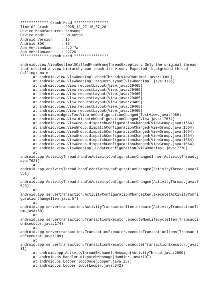 Android Thread Exception Report | PDF | System Software | Alphabet Inc.