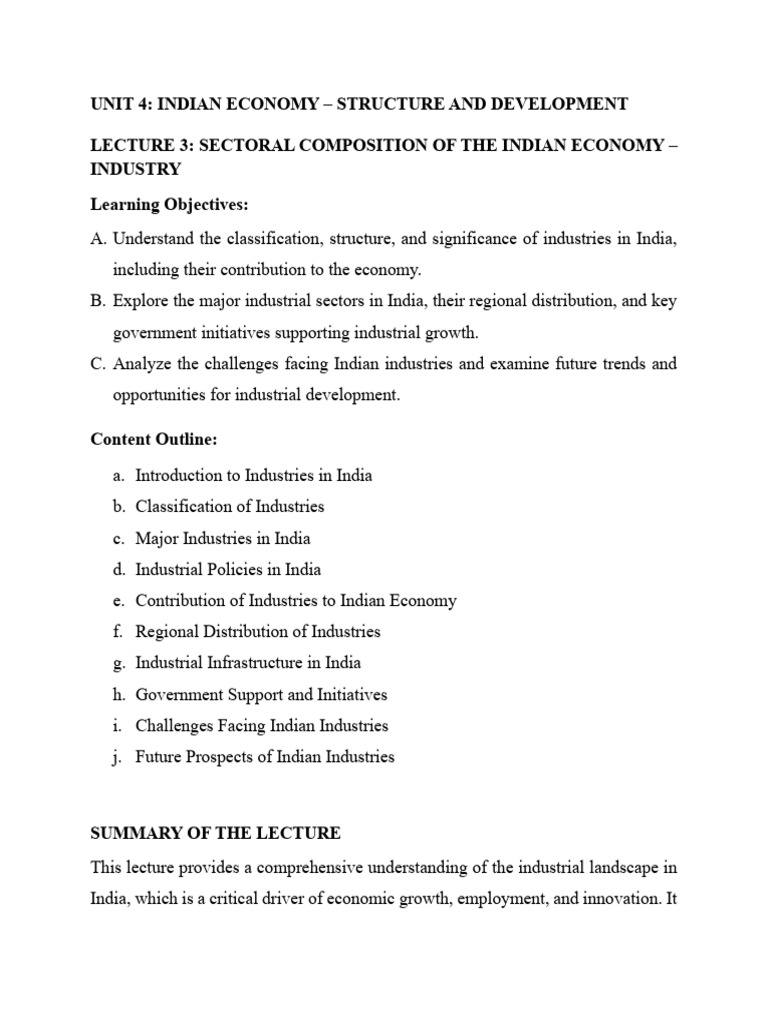Indian Economy: Industrial Structure Overview | PDF | Economy Of India ...
