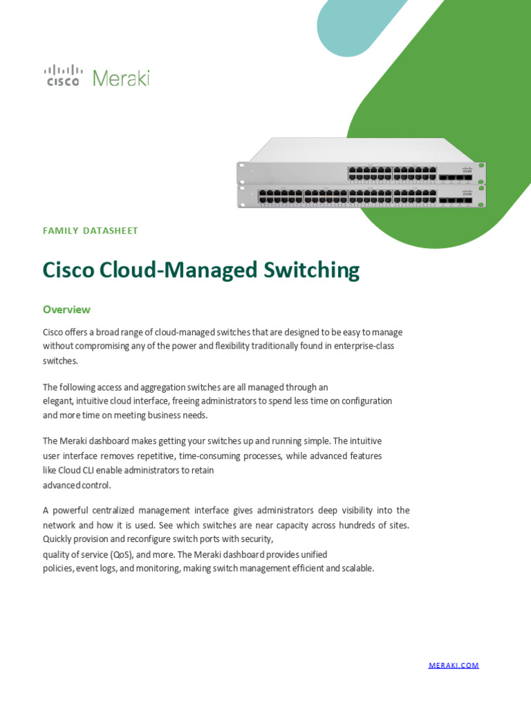 Cisco Cloud-Managed Switches Overview | PDF | Computer Network ...