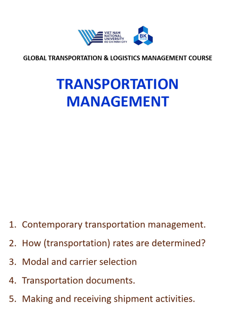 Global Transportation Management Course | PDF | Cargo | Bill Of Lading