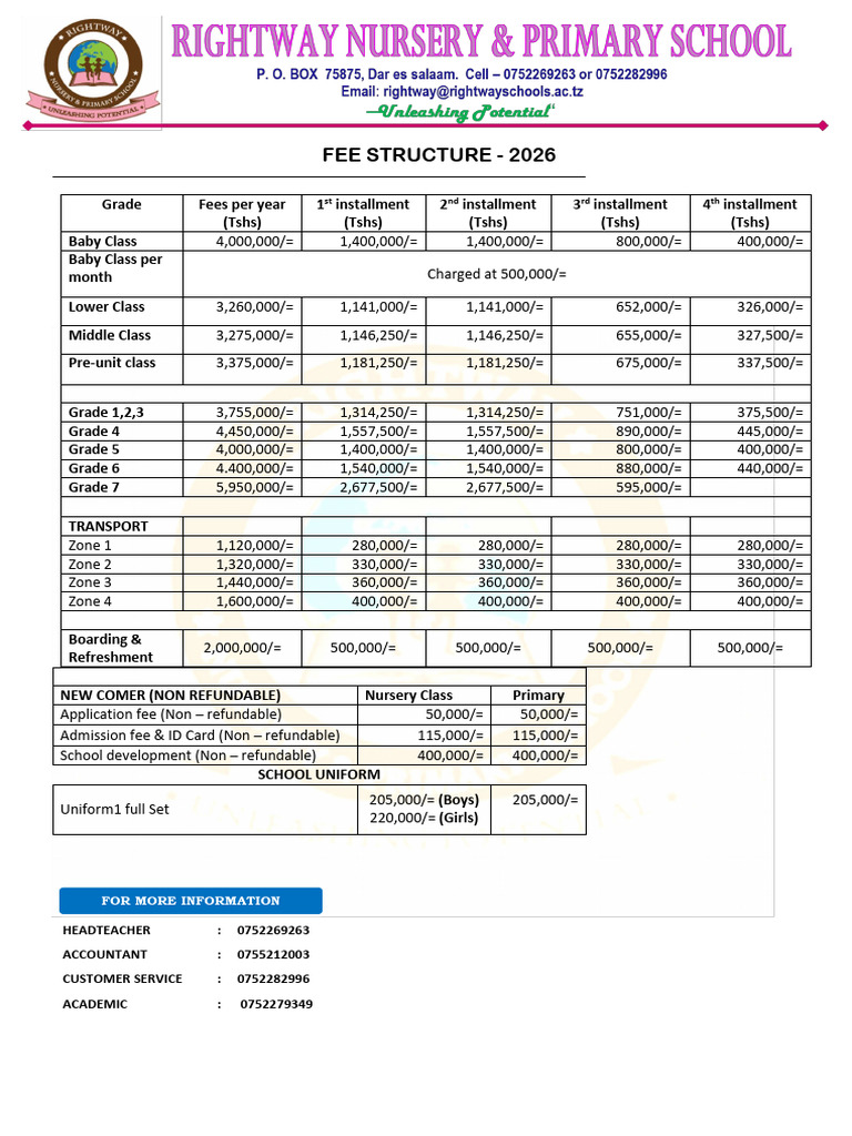 Fee Structure With Installments 2026 | PDF | Payments
