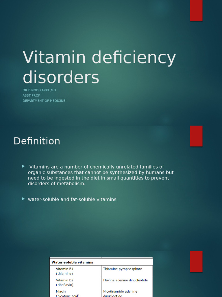 Understanding Vitamin Deficiency Disorders | PDF | Vitamin | Vitamin A