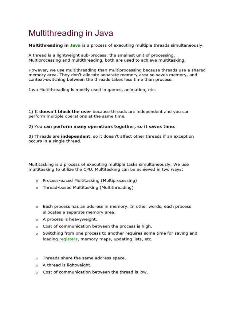 Thread | PDF | Process (Computing) | Thread (Computing)