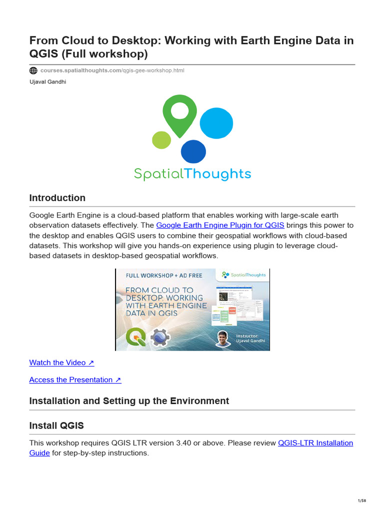 Earth Engine Data in QGIS Workshop | PDF | Cloud Computing | Algorithms