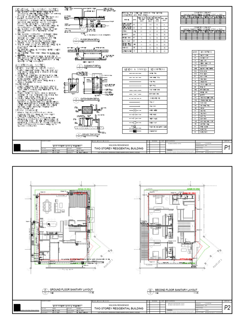 Two Storey Residential Plumbing Layouts | PDF